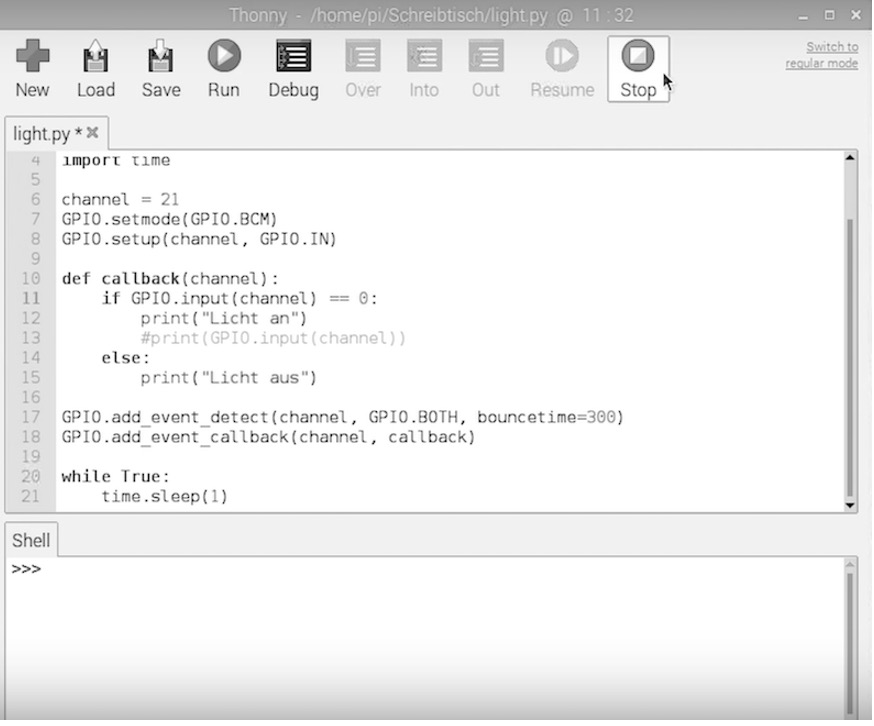 Raspberry Pi Sensor Licht-Modul Script