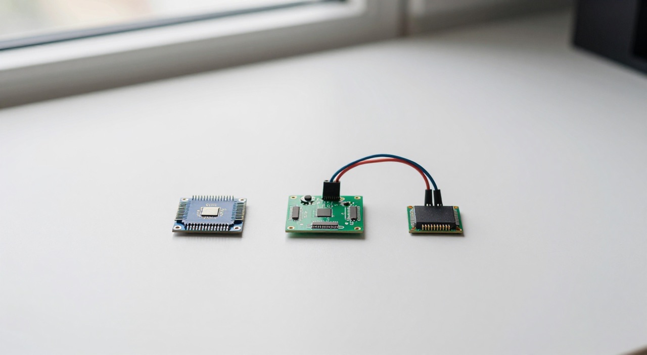 Raspberry Pi ESPHome ESPHome: ESP-Board, Pi und Sensor im Flatlay