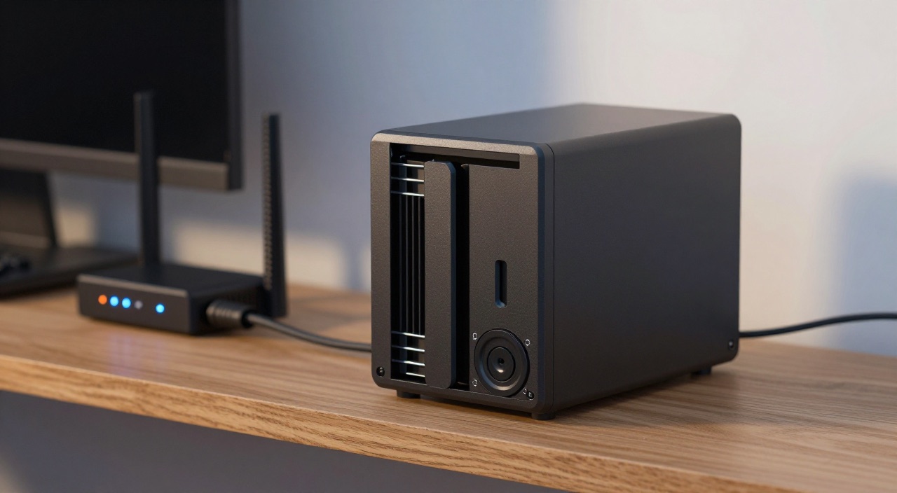Raspberry Pi NAS Raspberry Pi NAS im kompakten Gehäuse neben dem Router