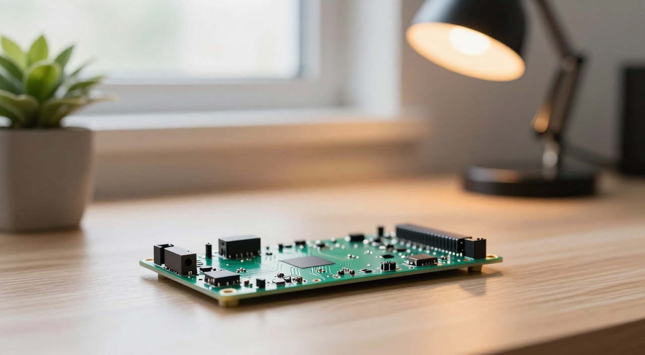 openHAB auf dem Raspberry Pi – der dritte Weg Raspberry Pi Platine auf aufgeräumtem Schreibtisch mit Pflanze und Lampe
