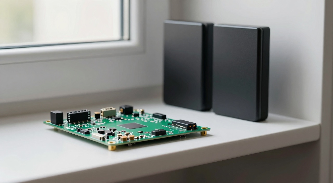 Raspberry Pi Platine mit zwei externen Festplatten auf einem Regal
