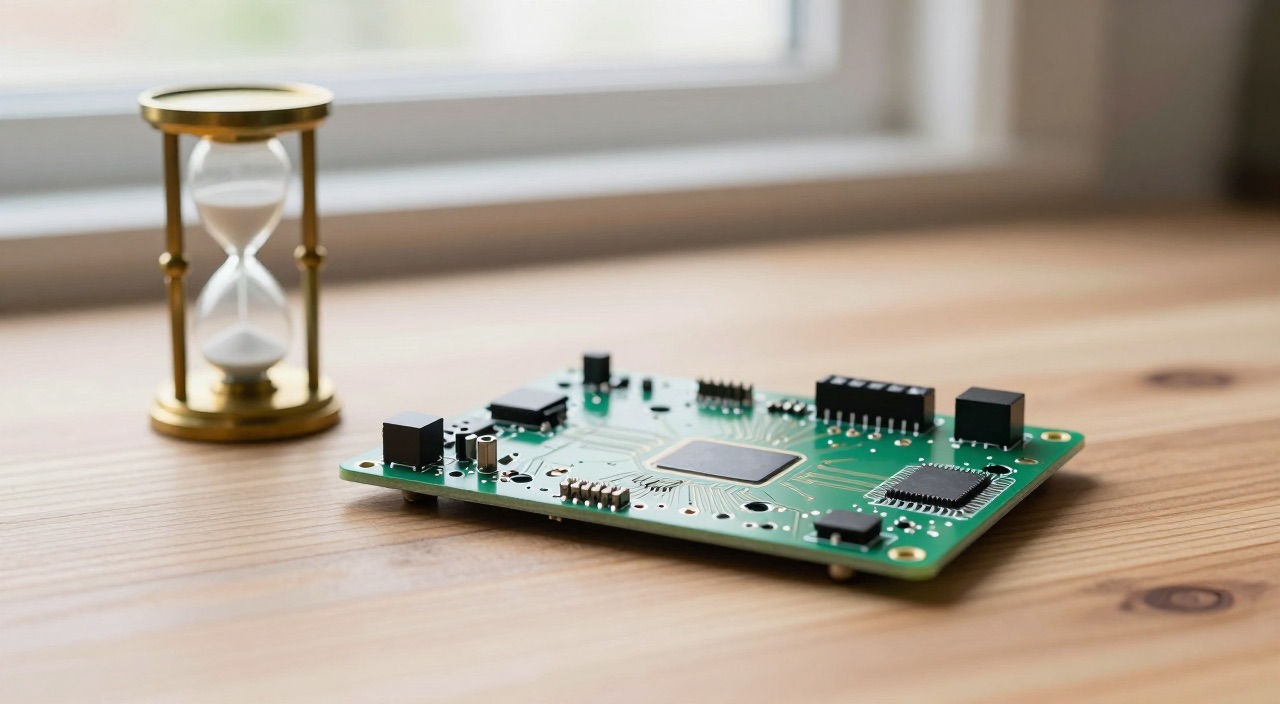 Cronjob auf dem Raspberry Pi einrichten – crontab verstehen Raspberry Pi Platine neben einer Sanduhr aus Messing auf einem Holztisch