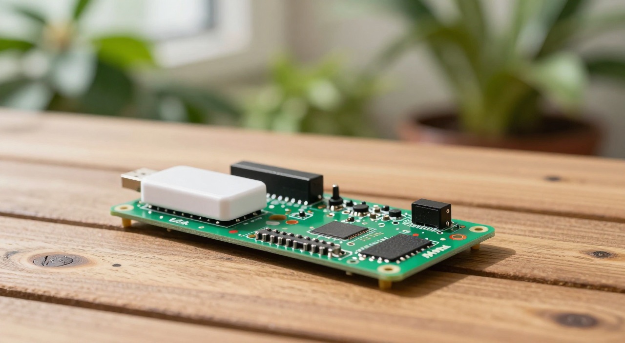 Raspberry Pi LTE – Internet, wo kein Kabel hinkommt Raspberry Pi mit weißem LTE-Stick auf Gartentisch