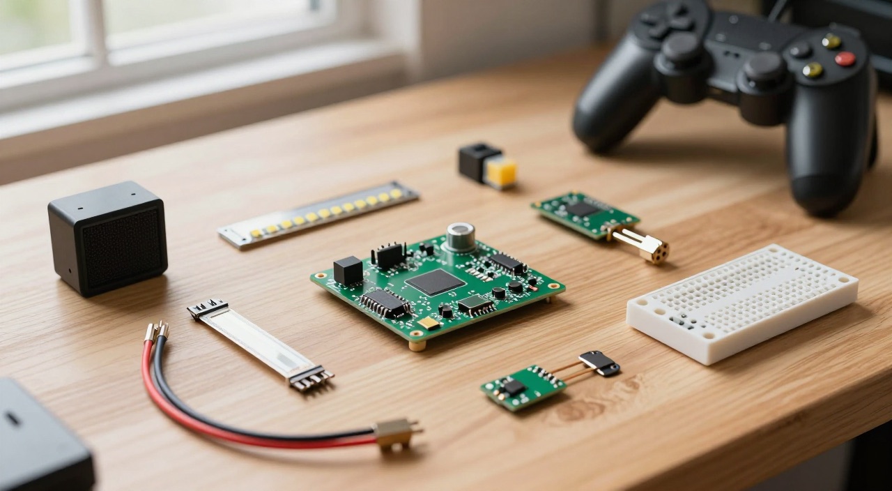 Raspberry Pi Projekte – die große Ideensammlung 2026 Raspberry Pi umgeben von Projektteilen wie Kamera, LED-Streifen und Controller
