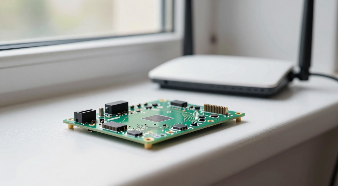 Raspberry Pi WLAN einrichten – 4 Wege zum Funknetz Raspberry Pi Platine auf der Fensterbank mit WLAN-Router im Hintergrund