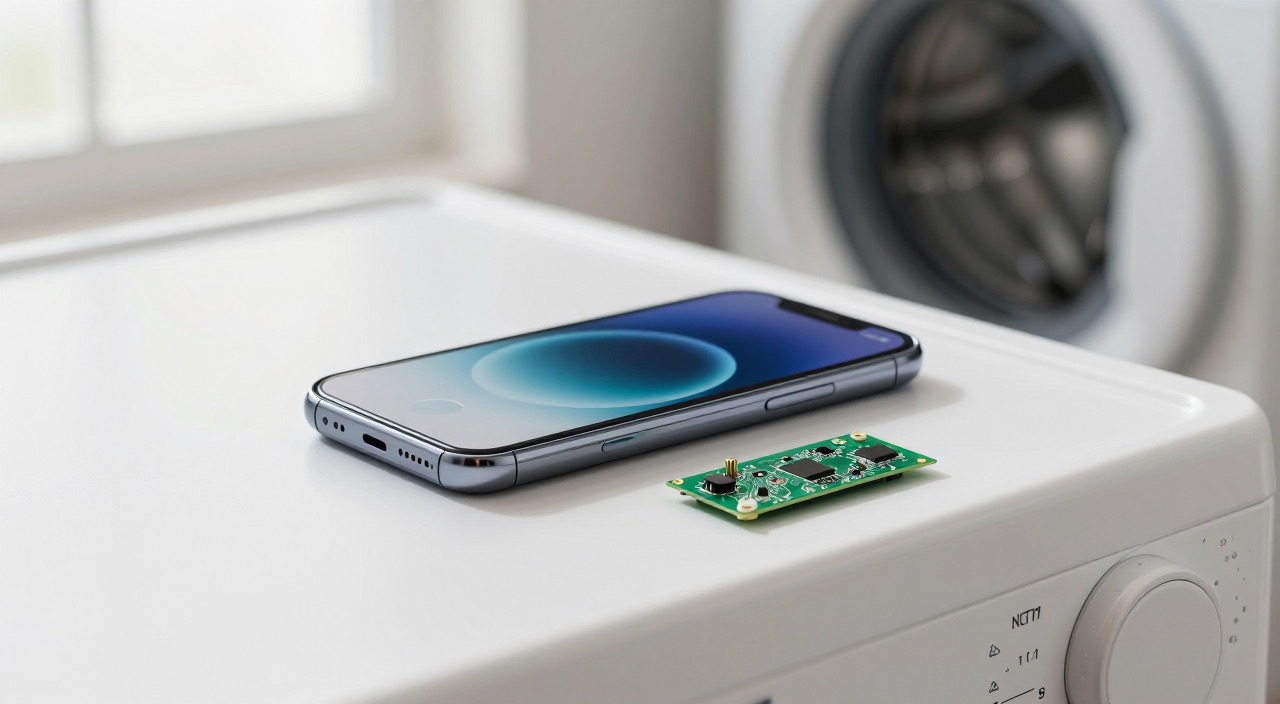 SmartThings mit Home Assistant – Samsungs Welt am Pi Smartphone und Raspberry Pi Platine auf einer Waschmaschine